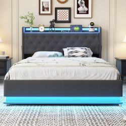 REDOM Polsterbett LED Doppelbett mit USB-Ladeanschluss günstig online kaufen