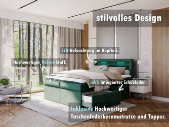 thematys Boxspringbett mit LED Polsterbett Stauraumbett günstig online kaufen
