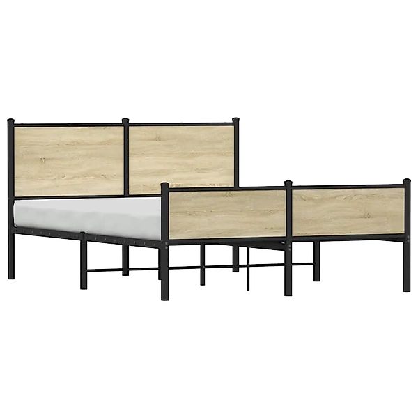 vidaXL Metallbett ohne Matratze Sonoma-Eiche 150x200 cm 3301399 günstig online kaufen