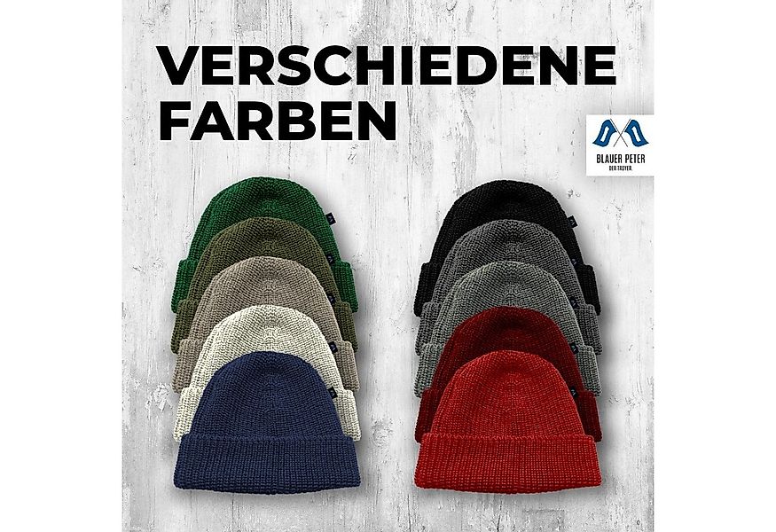 Blauer Peter Strickmütze (Packung) aus Schurwolle in Perlfang-Optik günstig online kaufen
