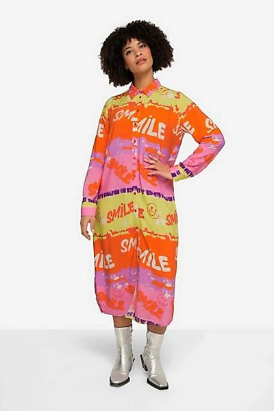 Angel of Style Sommerkleid Kleid Midilänge Schriftstreifen Hemdkragen günstig online kaufen