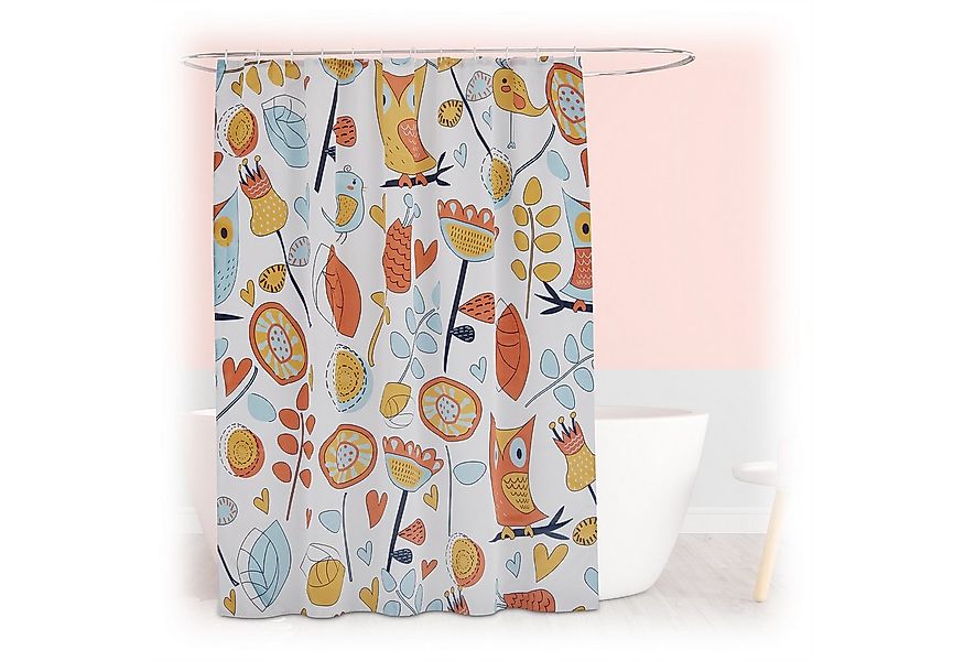 relaxdays Duschvorhang 180x200 cm mit Motiv Breite 180 cm (Eulen), 180x200c günstig online kaufen