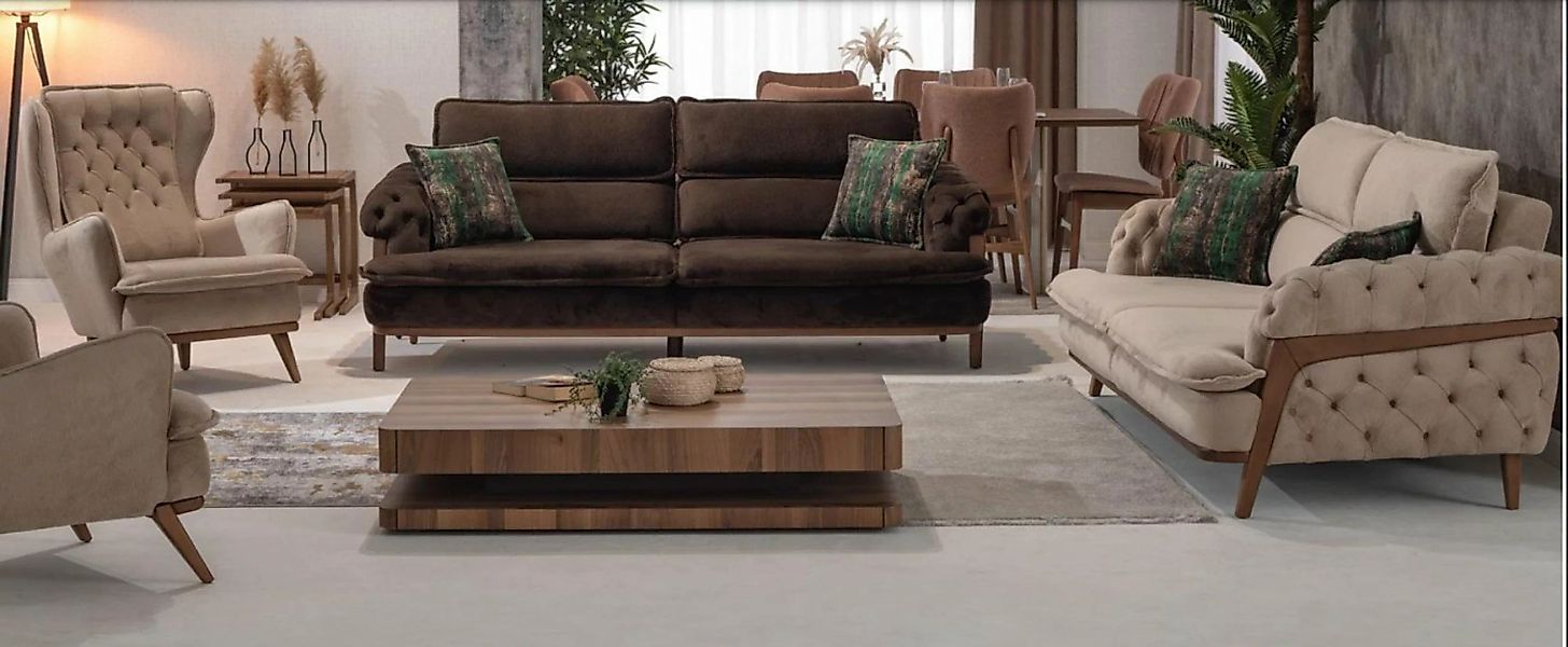 JVmoebel Sofa Sofagarnitur 3+3+1 Sitzer Set Sofas Polster Textil Relax Mode günstig online kaufen