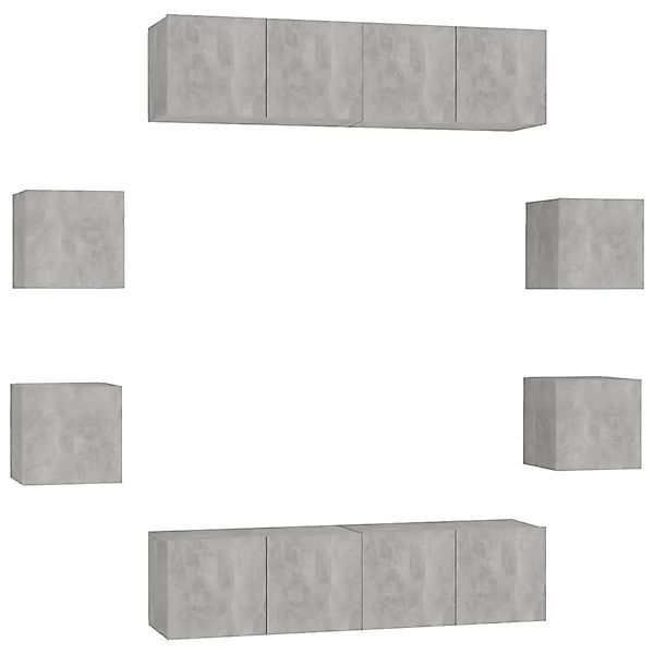 vidaXL 8 Tlg TV-Schrank-Set Betongrau Holzwerkstoff 3079066 günstig online kaufen