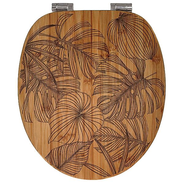 banjado WC-Sitz Bambus mit Gravur Monstera günstig online kaufen