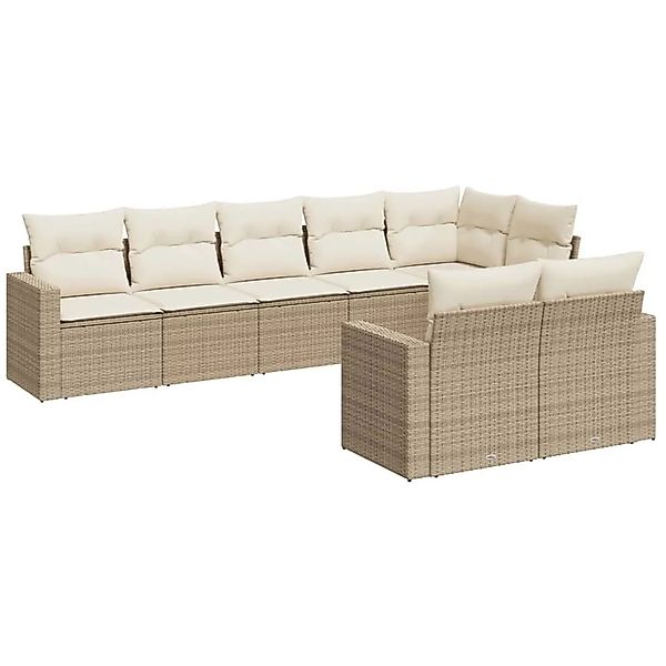 vidaXL 8-Tlg Garten-Sofagarnitur mit Kissen Beige Poly Rattan 3251555 günstig online kaufen
