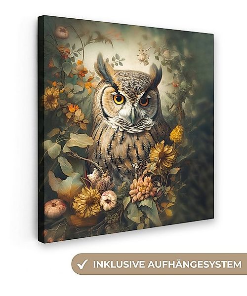 OneMillionCanvasses® Leinwandbild Eule - Vögel - Blumen - Natur, Fotodruck günstig online kaufen
