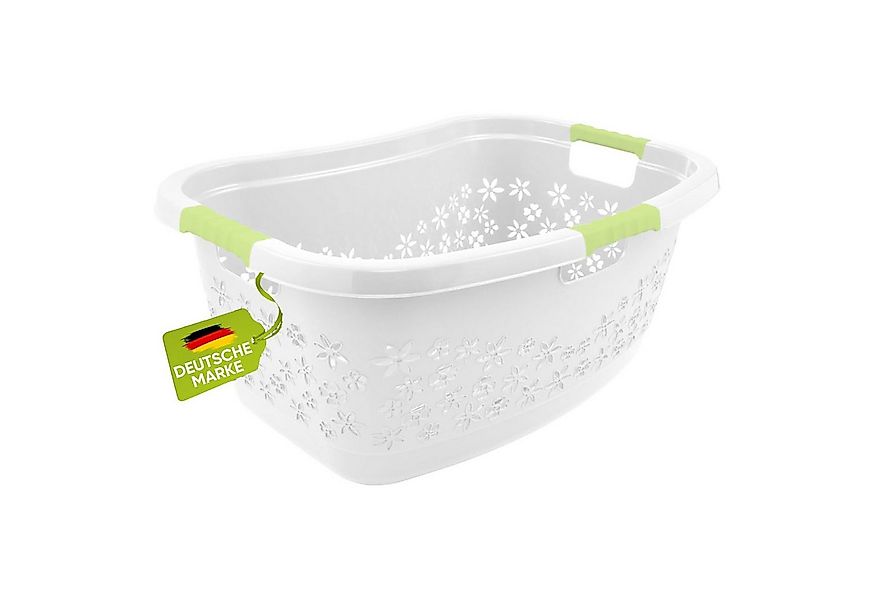 homesti Wäschekorb ergonomischer Wäschekorb weiß/grün 50 L mit Soft-Touch-G günstig online kaufen