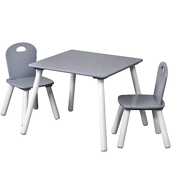 Kesper Kindertisch mit zwei Stühlen grau Spanplatte B/H/L: ca. 55x45x55 cm günstig online kaufen