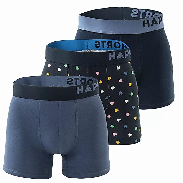 Happy Shorts Herren Boxer Shorts, 3er Pack - Retro Jersey, Logobund Valenti günstig online kaufen