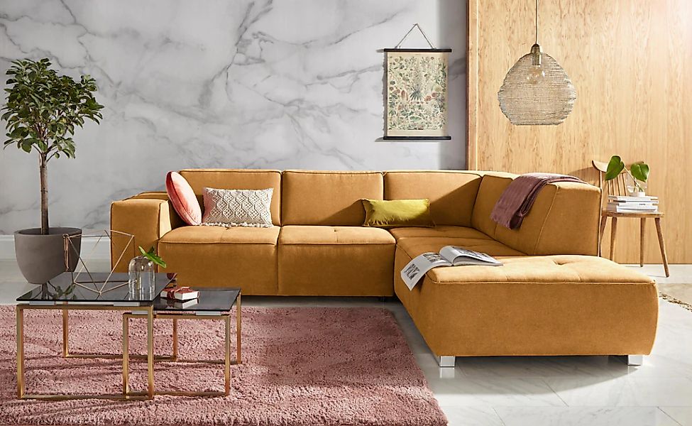 Home affaire Ecksofa "Sapporo L-Form" wahlweise Bettfunktion oder Sitztiefe günstig online kaufen