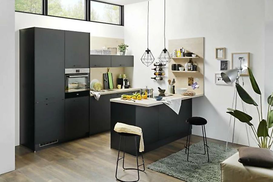 Einbauküche Clean 26552 inkl E-Geräte und Einbauspüle ca. 285 + 185 cm brei günstig online kaufen