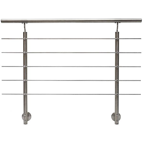 Geländer Set Edelstahl V2A - 100 x 150 cm mit 5x Rundstäben seitliche Monta günstig online kaufen