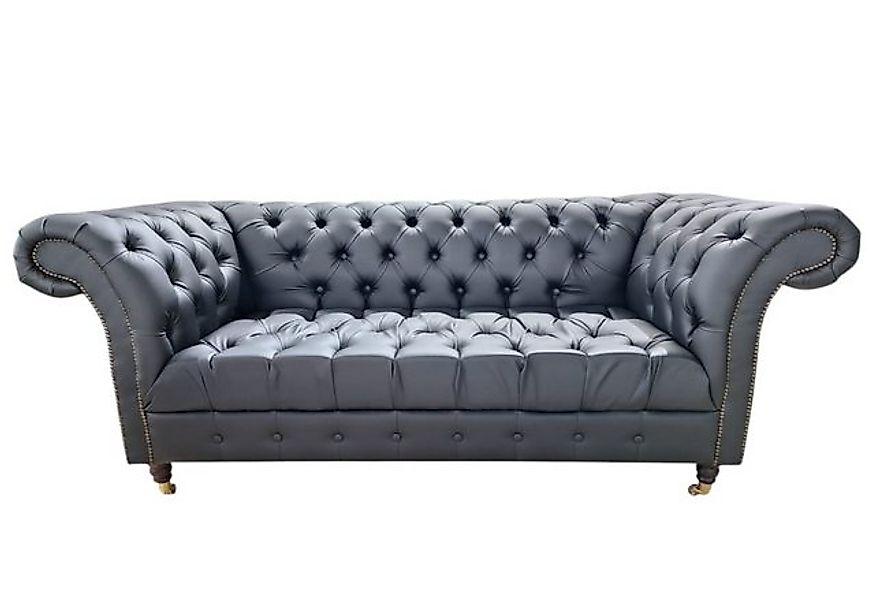 JVmoebel Chesterfield-Sofa Schwarz Sofa 3-Sitzer Stoff Holz Modern Chesterf günstig online kaufen