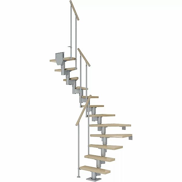 Dolle Mittelholmtreppe Dublin Ahorn Perlgrau GH bis 337 cm 1/2 Gewendelt 65 günstig online kaufen