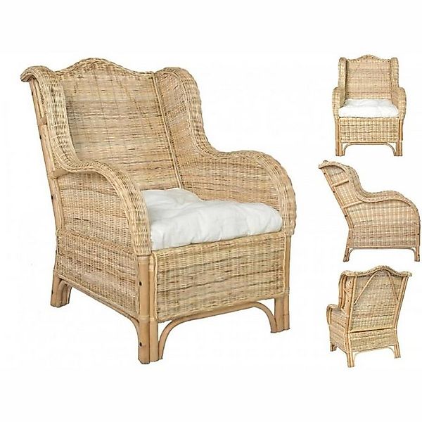 vidaXL Sofa Sessel mit Kissen Natur-Rattan und Leinen günstig online kaufen