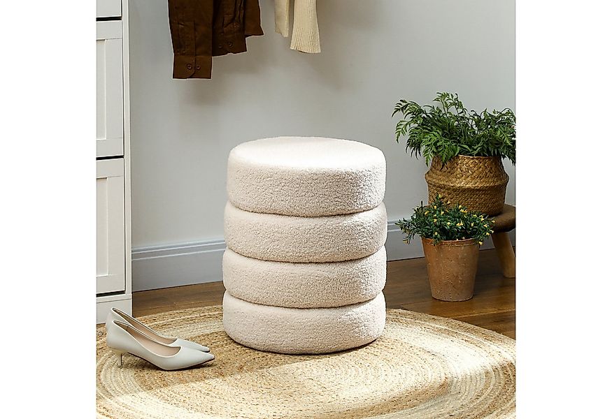 HOMCOM Fußhocker Sitzhocker mit Sitzkissen (Runder Polsterhocker, 1 St., Fu günstig online kaufen