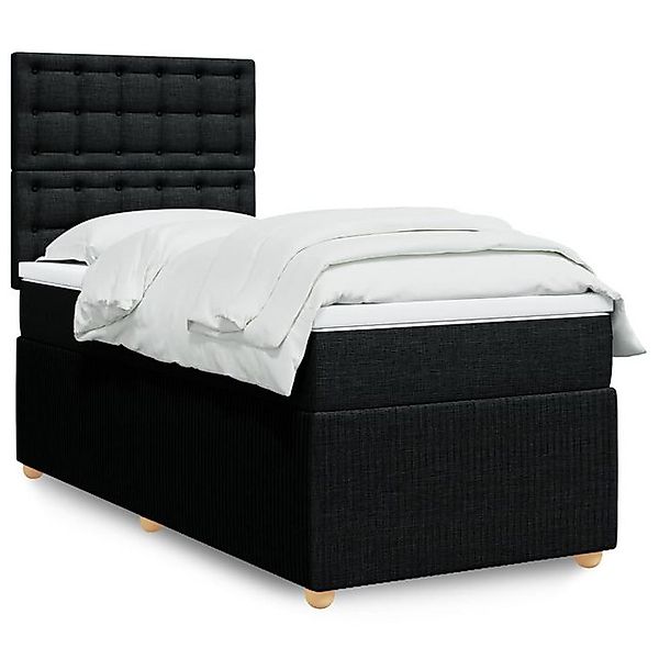 vidaXL Bettgestell Boxspringbett mit Matratze Schwarz 100x200 cm Stoff Bett günstig online kaufen