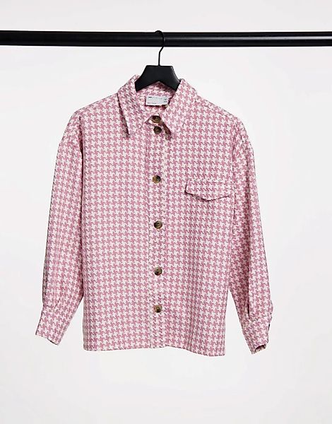 ASOS DESIGN Hemdjacke in Rosa mit Hahnentrittmuster-Schwarz günstig online kaufen