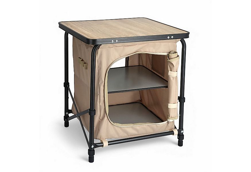 Spetebo Campingtisch 2-in-1 Stoff Campingschrank beige - 53 x 48 cm (Artike günstig online kaufen