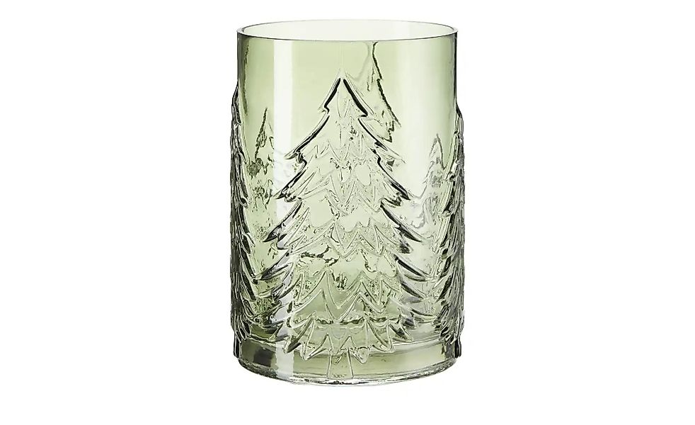 HOME STORY Windlicht Tanne   ¦ grün ¦ Glas ¦ Maße (cm): H: 22  Ø: 16 Access günstig online kaufen