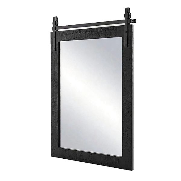 Costway Rechteckiger Spiegel mit Holzrahmen Schwarz günstig online kaufen
