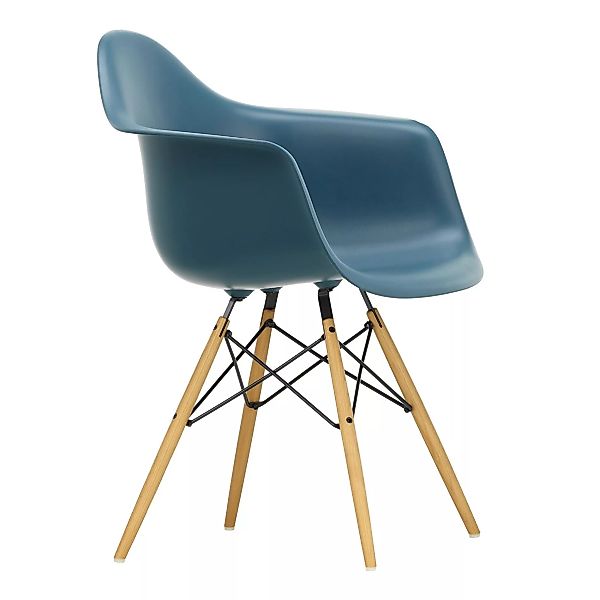 Vitra - Eames Plastic Armchair DAW Gestell Esche - meerblau/Sitzschale Poly günstig online kaufen