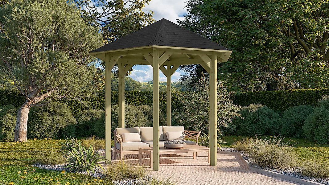 Karibu Pavillon "Lissabon", (Set), BxTxH: 260x299x280 cm, mit schwarzen Dac günstig online kaufen