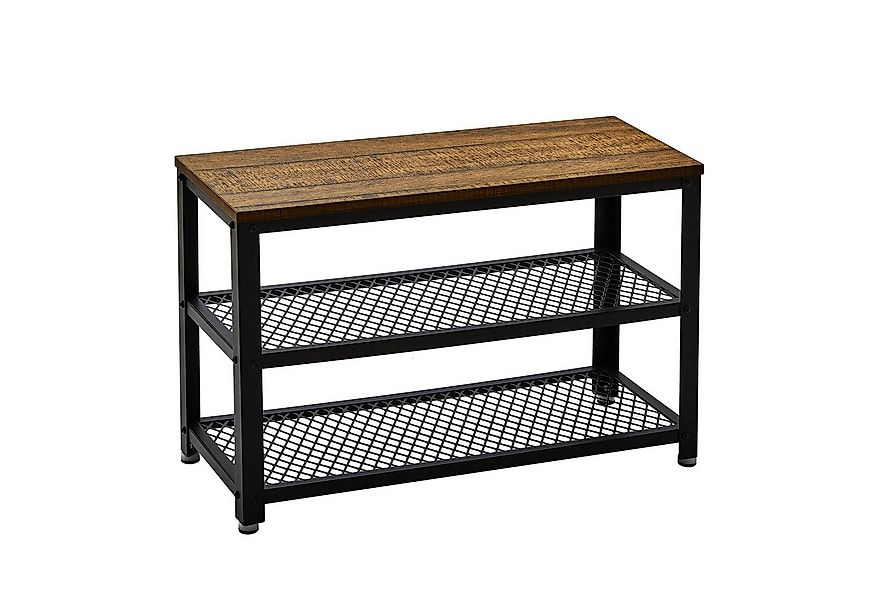 Mondeer Schuhbank Schuhregal, Eisen-Holz Schuhschrank mit 2 Böden, 73 x 45 günstig online kaufen