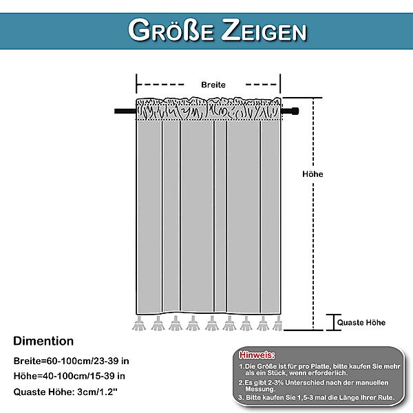 Jibenhome Vorhang Kurze Vorhänge Vintage-Quasten Boho-Gardinen, günstig online kaufen