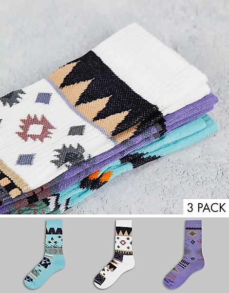 ASOS DESIGN – 3er-Pack Sportsocken mit geometrischem Muster-Bunt günstig online kaufen