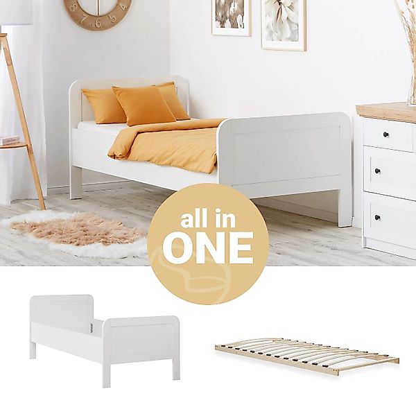 Homestyle4u Komfortbett 90x200 mit Lattenrost in Weiß 2652 günstig online kaufen