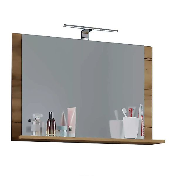 Wand Badspiegel Holzoptik in modernem Design mit Ablage günstig online kaufen