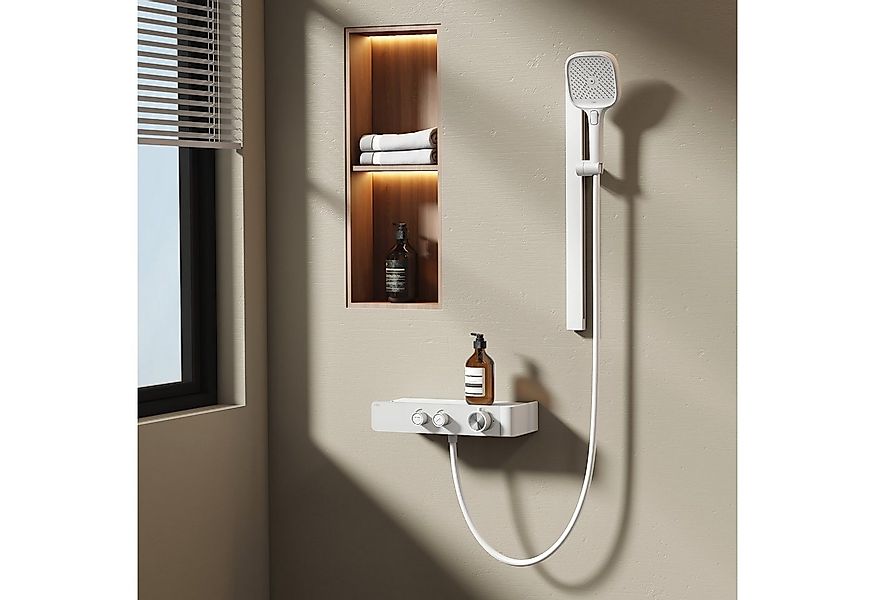 EMKE Duschsystem mit Thermostat Regendusche Handbrause mit Duscharmatur Dus günstig online kaufen