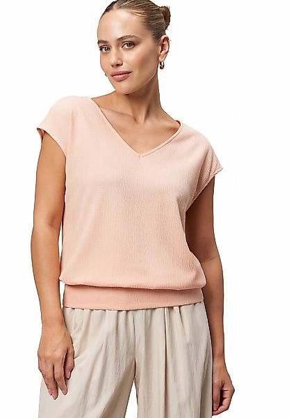 Zero Kurzarmshirt "zero Plissee-Shirt mit V-Ausschnitt", (1 tlg.), Plain/oh günstig online kaufen