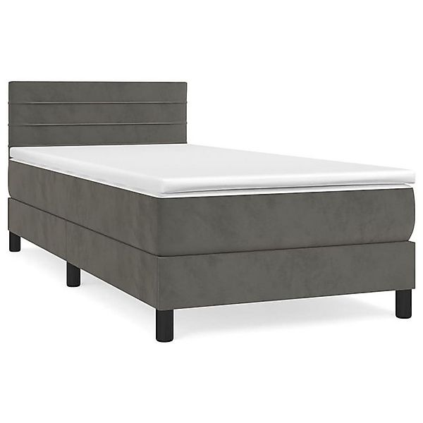 vidaXL Boxspringbett, Boxbett mit Matratze Dunkelgrau 90x200 cm Samt günstig online kaufen