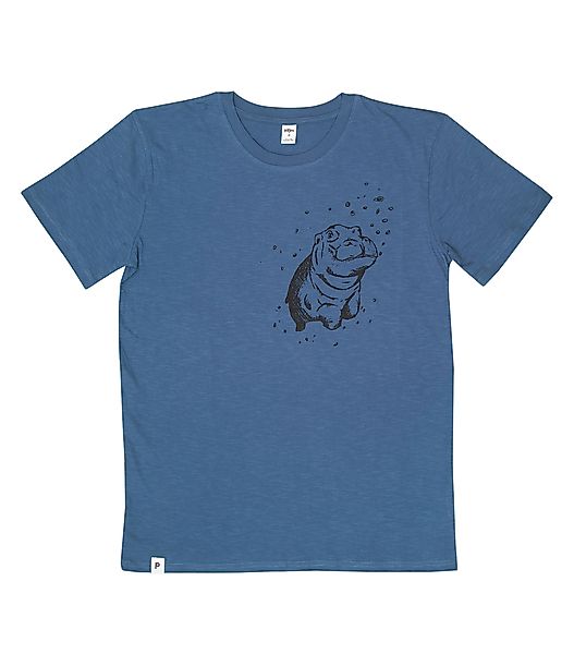 Nick Nilpferd - Fair Gehandeltes Männer T-shirt - Slub Blue günstig online kaufen