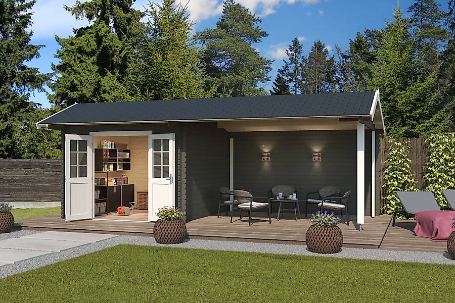 Nordic Holz Gartenhaus "New York", (Unterstand inkl. Rückwand) günstig online kaufen