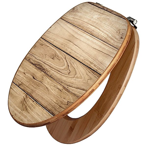 Banjado Design WC Sitz Bambus Toilettendeckel Toilettensitz Bambus Holz Klo günstig online kaufen