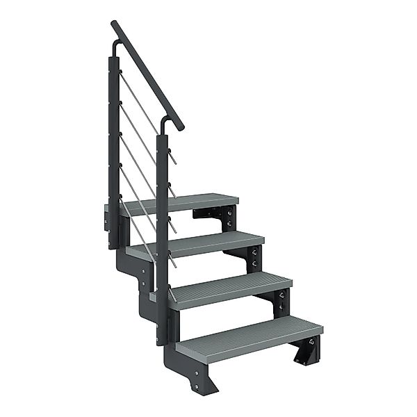 Dolle Außentreppe Gardentop Anthrazit 4 Stufen 100 cm Grau inkl. Geländer günstig online kaufen