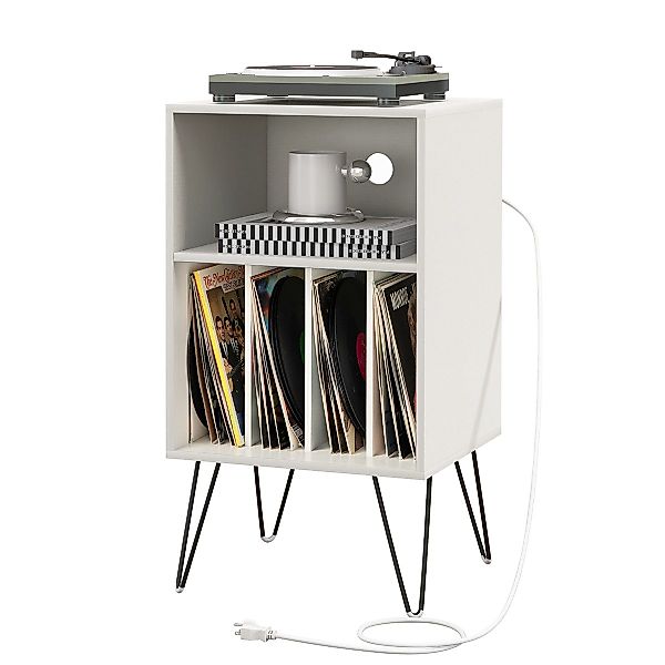 COSTWAY Nachttisch, Plattenspieler-Ständer mit Ladestation,48x40x88cm günstig online kaufen