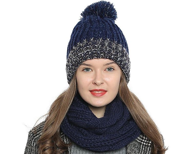 DonDon Beanie Damen Bommelmütze Strickmütze gefüttert warm (Packung, 1-St) günstig online kaufen