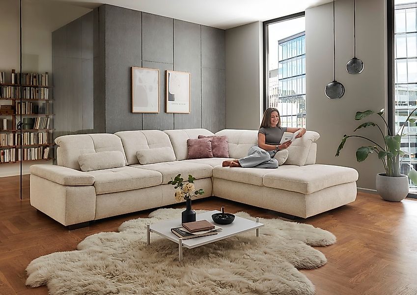 Die PlanBar Ecksofa "MP-IN16012 L-Form Kaltschaum-Polsterung" inkl. Sitztie günstig online kaufen