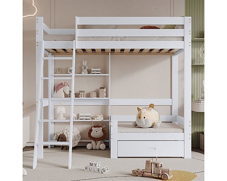 autolock Kinderbett Etagenbett mit Regalen und Sofa,Holzbett mit Schublade, günstig online kaufen