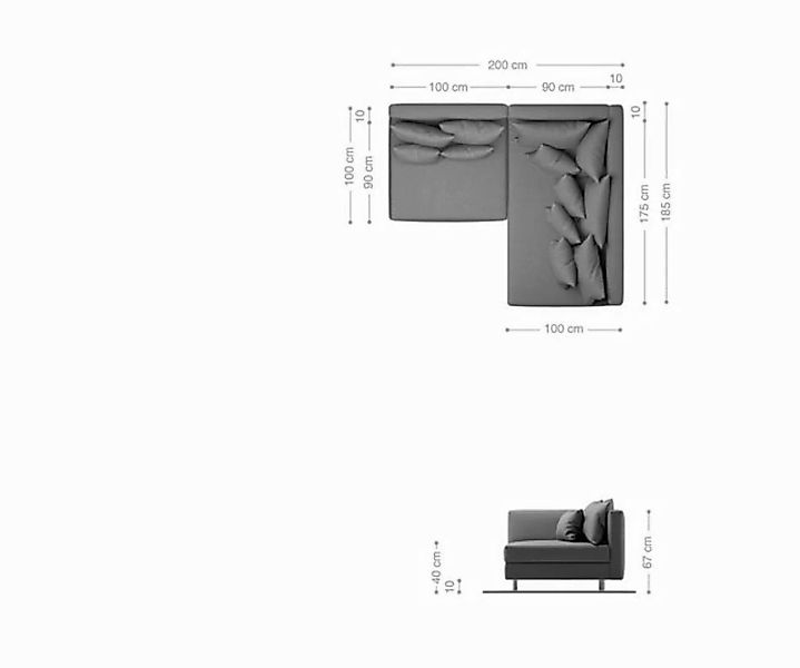 DELIFE Ecksofa Clovis, Weiss Schwarz Ottomane Rechts Ecksofa Modulsofa günstig online kaufen