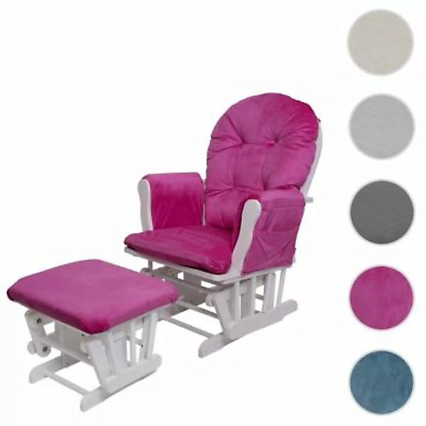 HWC Mendler Relaxsessel mit Hocker, Samt pink/weiß günstig online kaufen