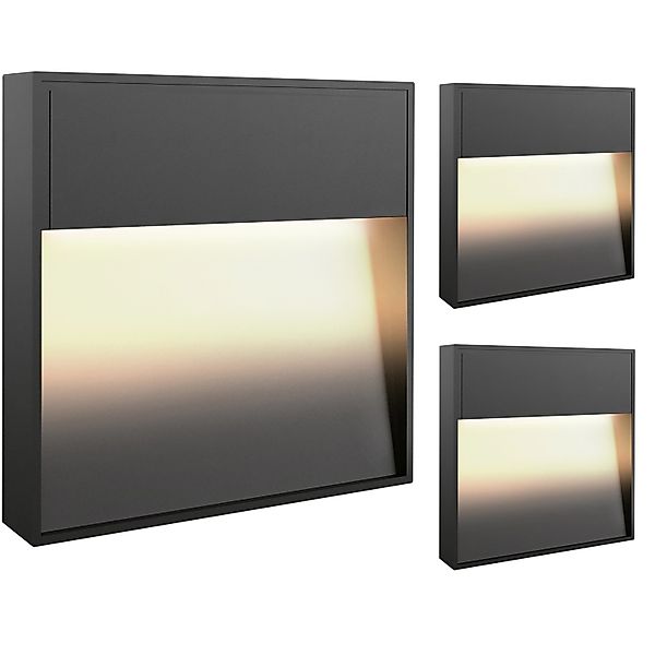 SSC-LUXon ELEVA 3er Set LED Wandleuchte Treppenleuchte Anthrazit IP54 Warmw günstig online kaufen