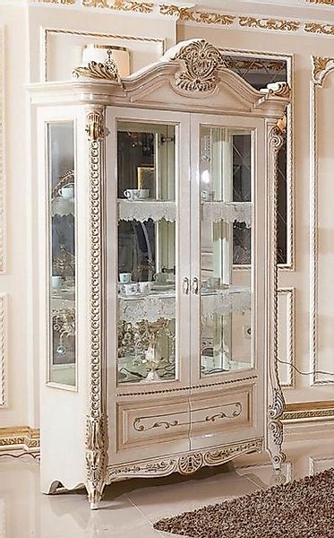 Casa Padrino Vitrine Casa Padrino Luxus Barock Vitrine Weiß / Beige / Gold günstig online kaufen