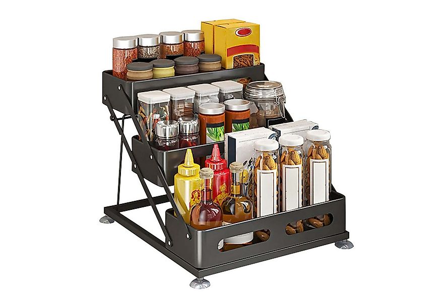 GarveeMore Kochbesteckhalter 3-Schicht Kohlenstoffstahl Küche Gewürz Rack E günstig online kaufen