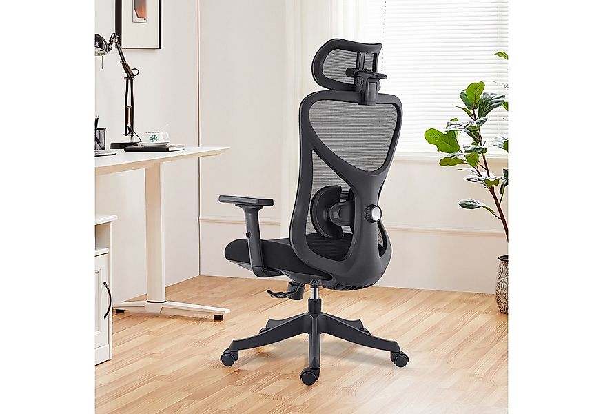 CALIYO Bürostuhl Ergonomisch Schreibtischstuhl, klappbare Armlehnen & Wippe günstig online kaufen